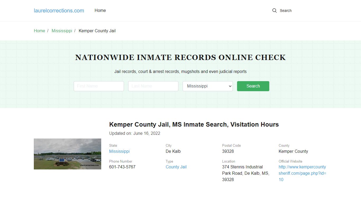 Kemper County Jail, MS Inmate Search, Visitation Hours