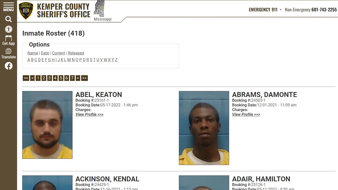 Inmate Roster - Current Inmates - Kemper County Sheriff MS